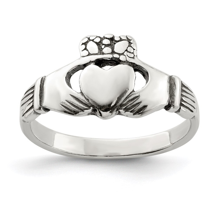 Sterling Silver Antiqued Claddagh Ring - QR-4100FF60-6734