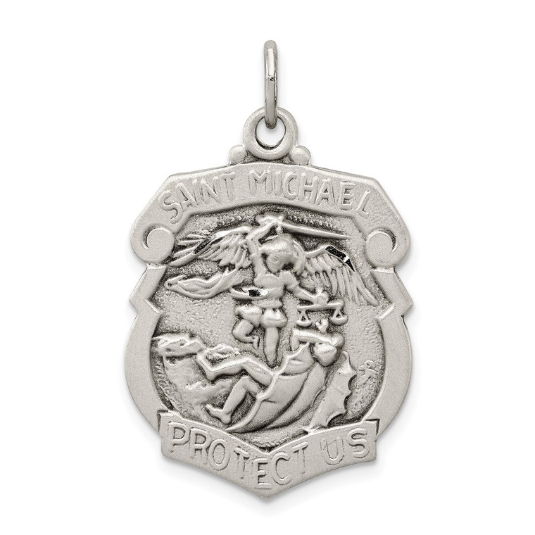 Sterling Silver Antiqued D/C St. Michael Badge Medal