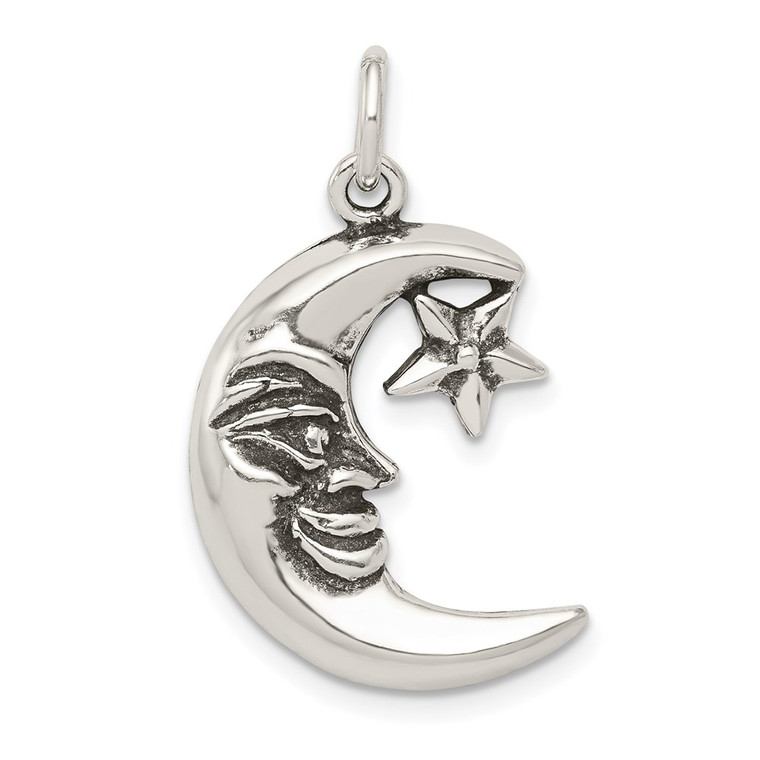Sterling Silver Antiqued Moon Charm - QC-71FA81D8-6138