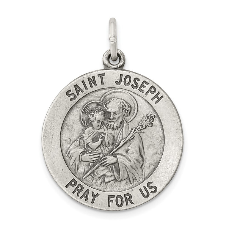 Sterling Silver Antiqued Saint Joseph Medal - QC-289E4C91-3646
