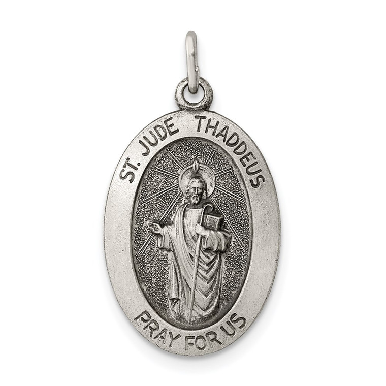 Sterling Silver Antiqued Saint Jude Thaddeus Medal - QC-B552DA8B-9331