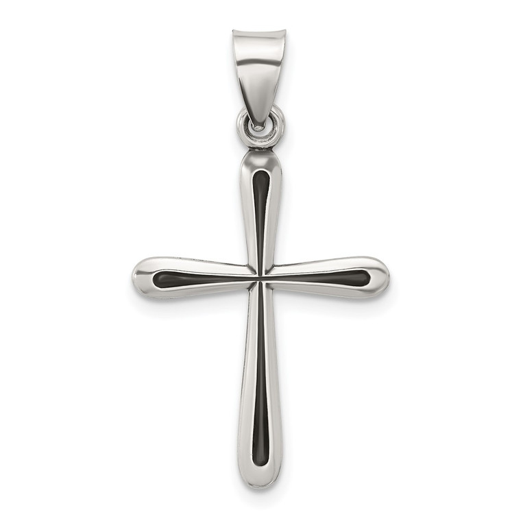 Sterling Silver Antiqued Solid Textured Cross Pendant - QC-BB93990D-1763
