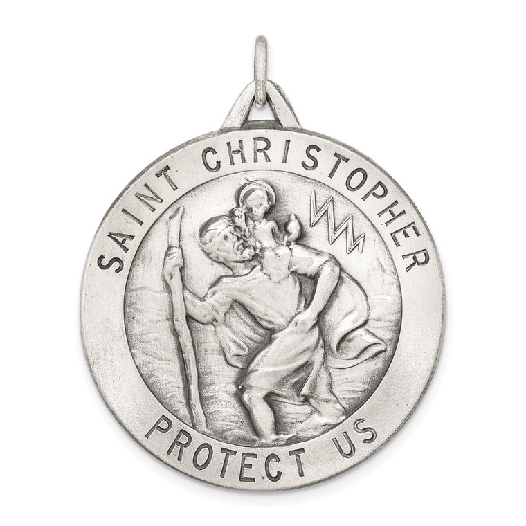 Sterling Silver Antiqued St. Christopher Medal - QC-D0767015-4954