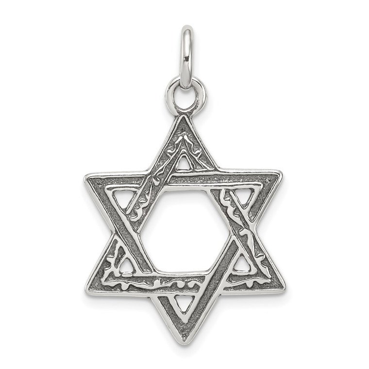Sterling Silver Antiqued Star of David Charm - QC-A51F807C-7917
