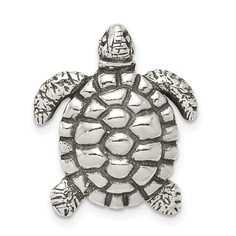 Sterling Silver Antiqued Turtle Charm - QC-979E85D2-3838
