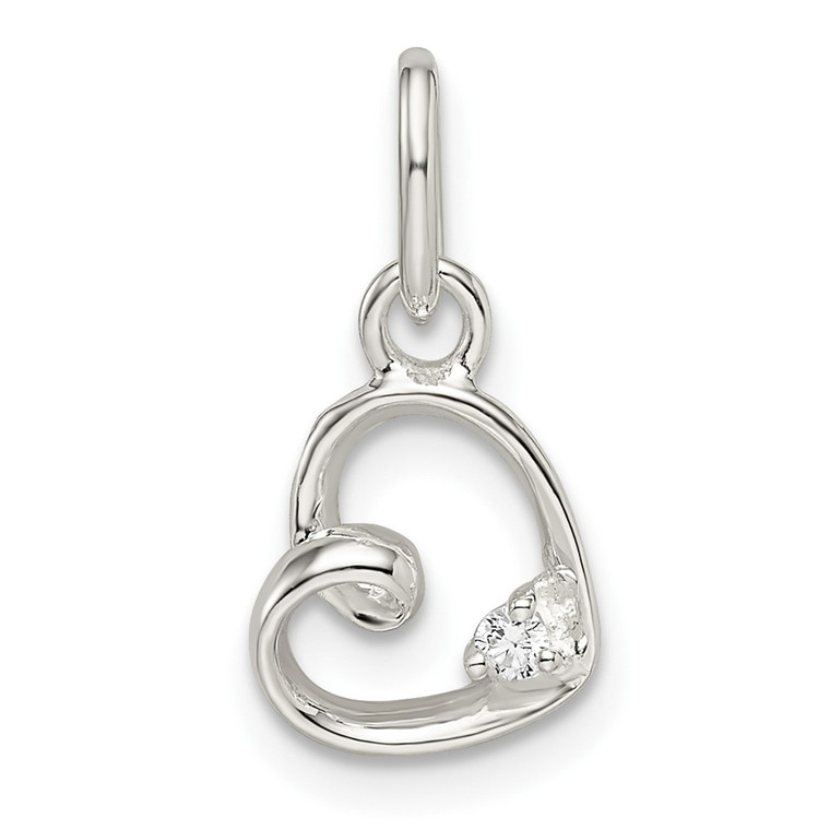 Sterling Silver CZ Heart Pendant - QP-5B0204A2-9936