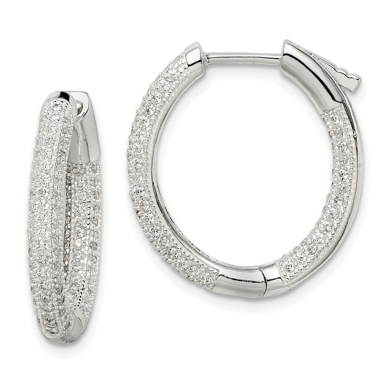 Sterling Silver CZ Hinged Hoop Earrings - QE-0C659DE6-8646