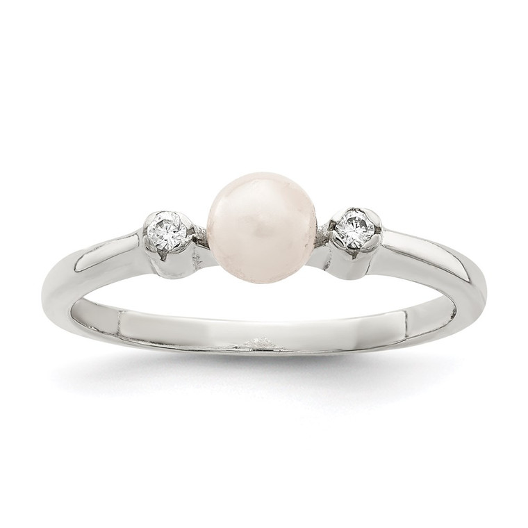Sterling Silver CZ Imitation Pearl Ring - QR-587638B9-9854