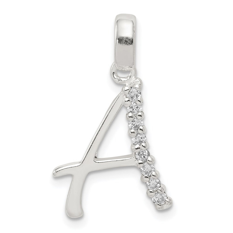 Sterling Silver CZ Letter A Initial Pendant - QC-0A4FC9E4-3234