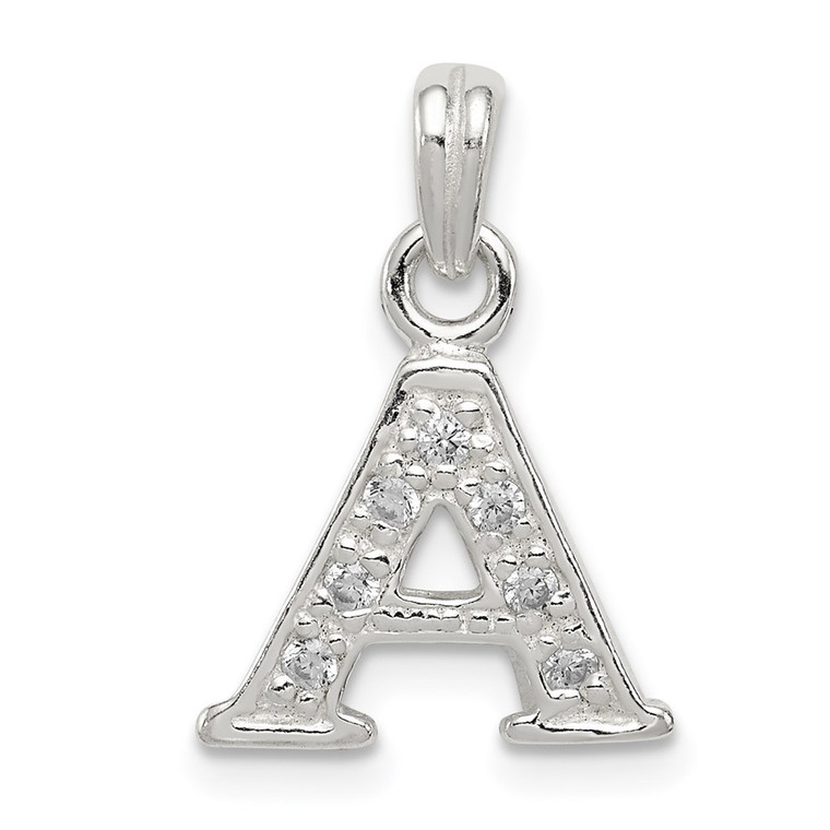 Sterling Silver CZ Letter A Initial Pendant - QC-90330138-8625