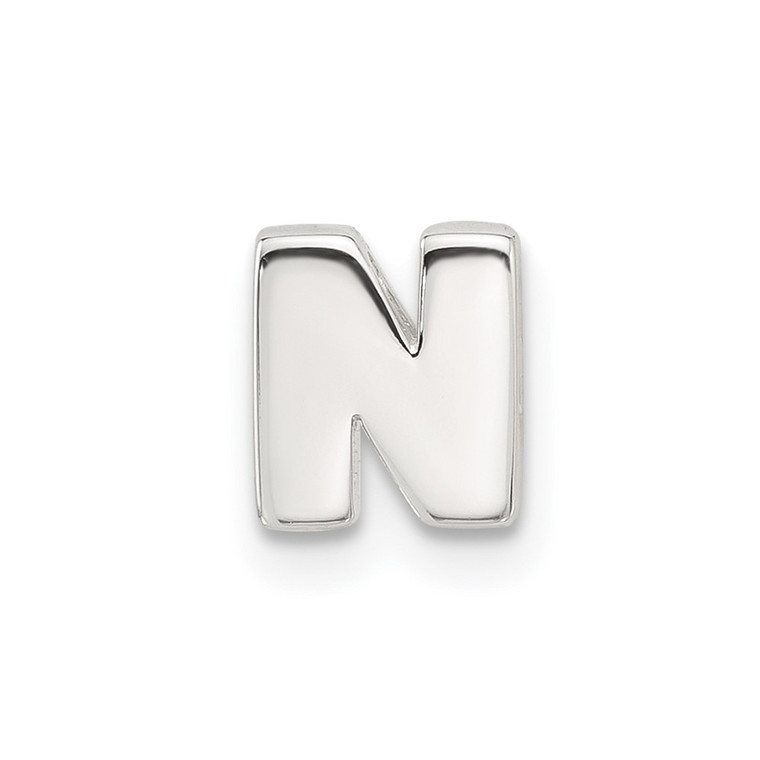 Sterling Silver E-coated Letter N Slide Charm