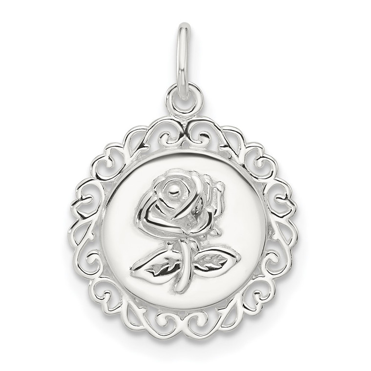 Sterling Silver E-coated Rose Charm - QC-C56304C9-6073