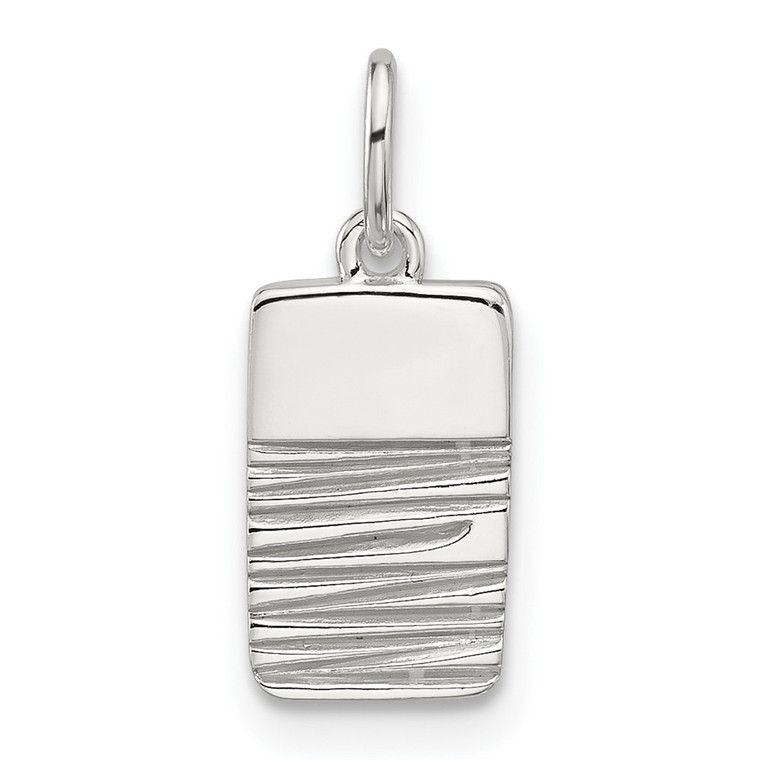 Sterling Silver E-coated Textured Rectangle Charm