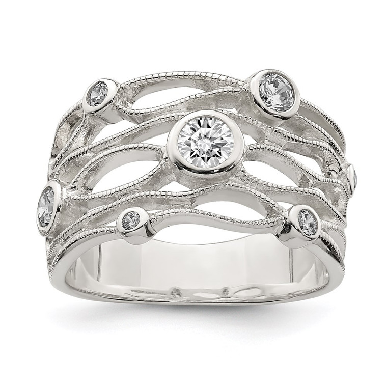 Sterling Silver Fancy CZ Ring - QR-360133A9-9935