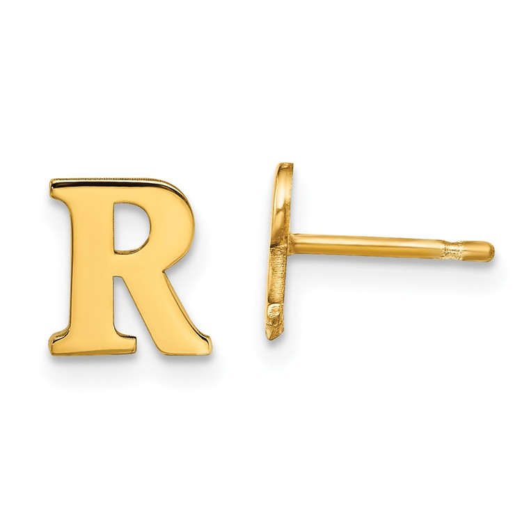Sterling Silver Gold-plated Letter R Initial Post Earrings