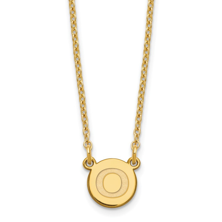 Sterling Silver Gold-plated Tiny Circle Block Letter O Initial Necklace