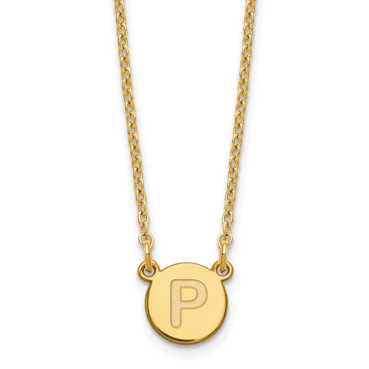 Sterling Silver Gold-plated Tiny Circle Block Letter P Initial Necklace