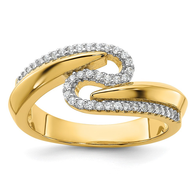 Sterling Silver Gold-tone Fancy CZ Ring - QR-3582E90D-1917