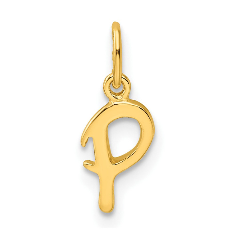 Sterling Silver Gold-tone Polished Letter P Initial Charm
