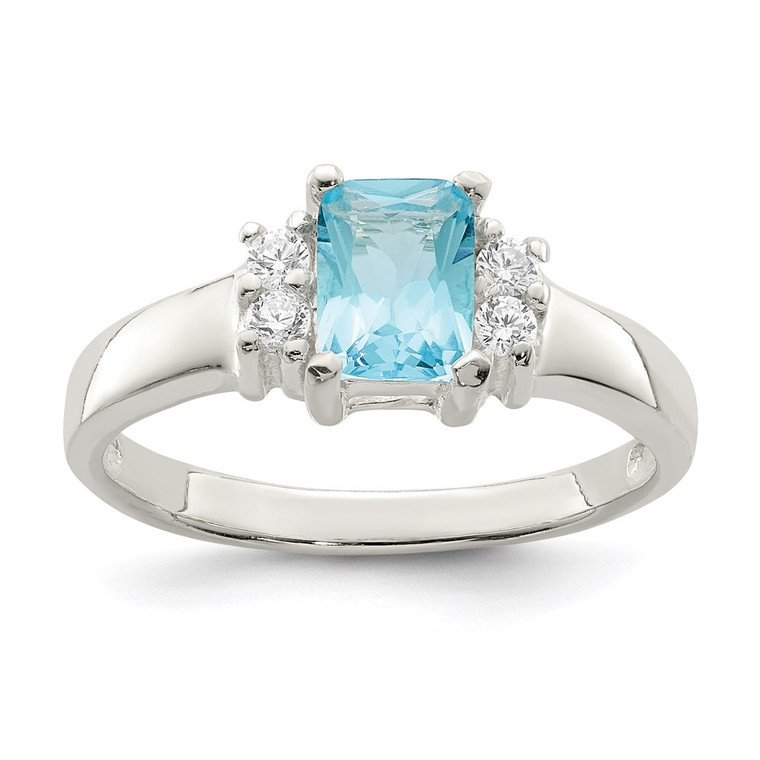 Sterling Silver Light Blue & White CZ Ring - QR-4861B0C6-8884