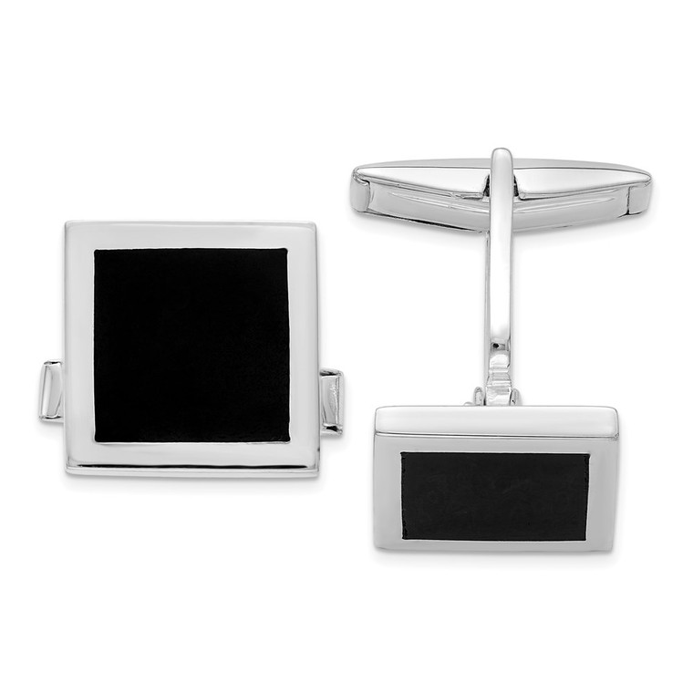 Sterling Silver Onyx Cuff Links - QQ-2596CF01-1488