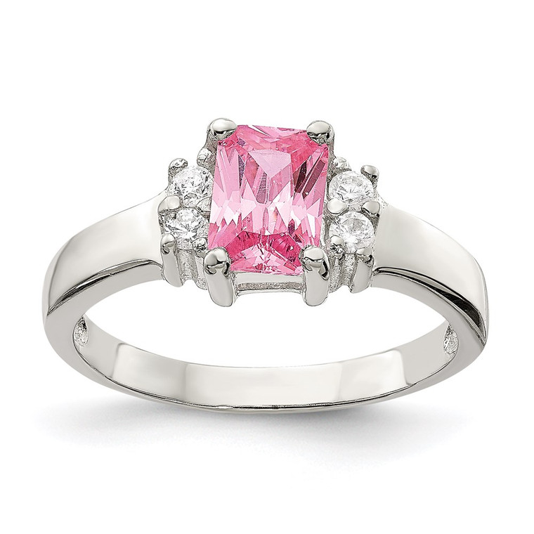 Sterling Silver Pink & White CZ Ring - QR-D4F4E1A1-4158