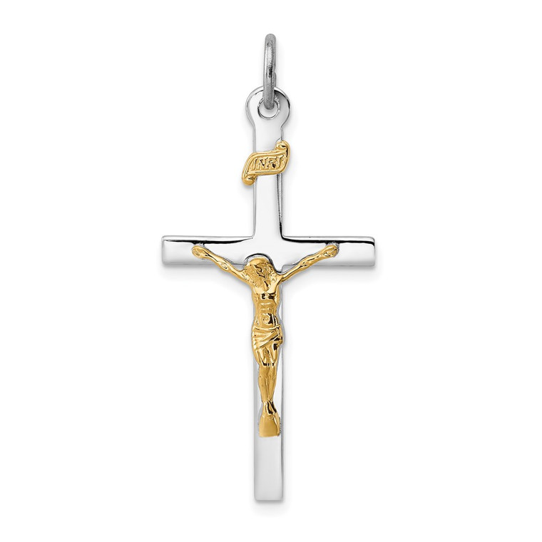 Sterling Silver Platinum-plated & 18k Gold-plated Crucifix Pendant - QC-D54ABF67-1166