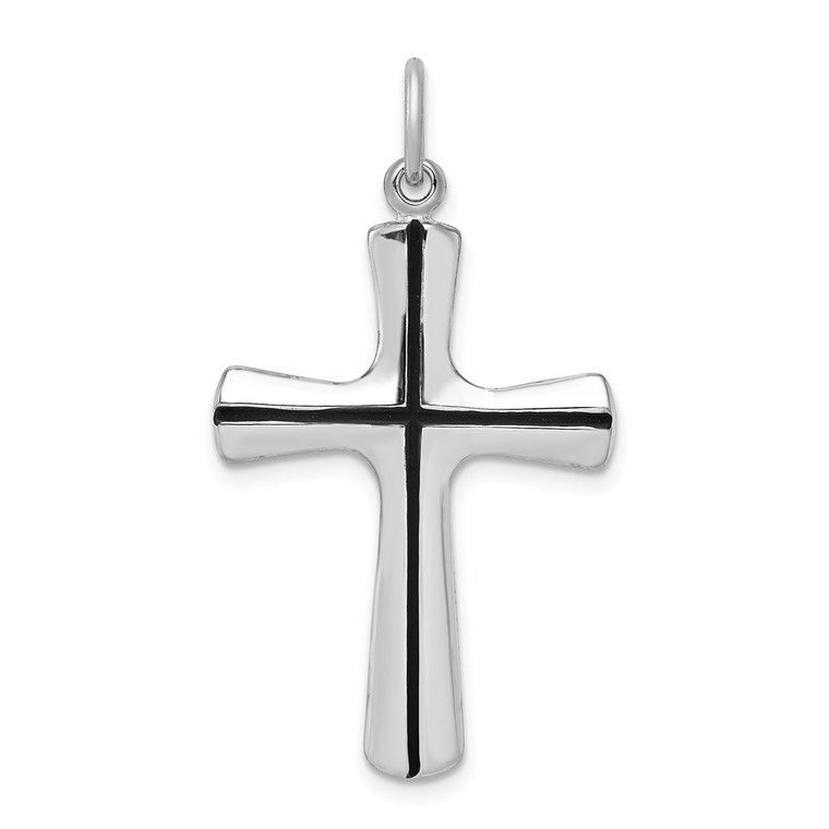 Sterling Silver Platinum-plated Enamel Cross Pendant