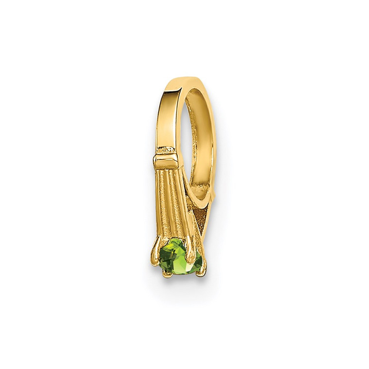 14K 3D Ring with Light Green Glass Stone Charm