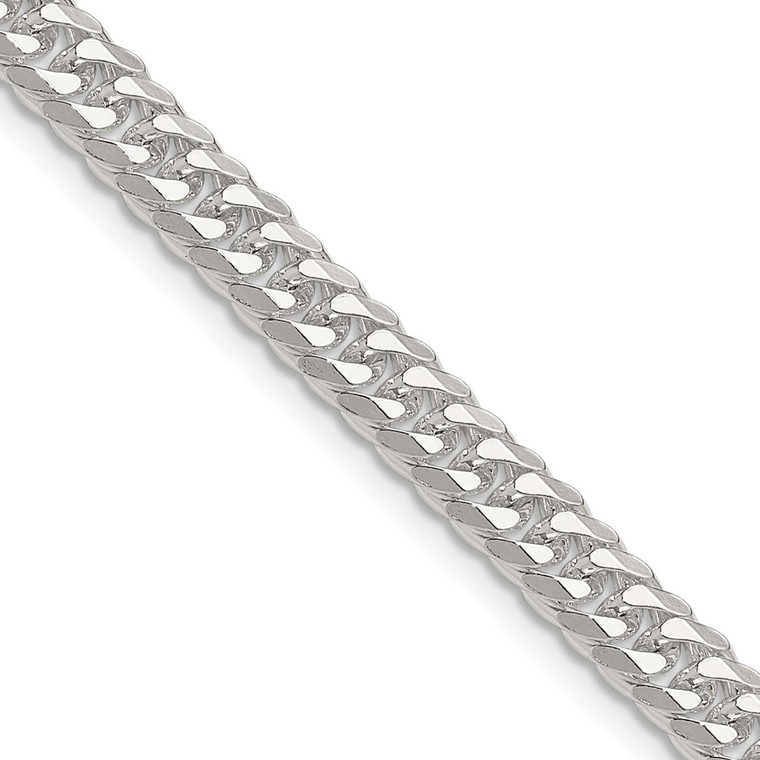Sterling Silver Polished 5.7mm Double Diamond-cut Curb Chain - QD-F115ECB0-5714