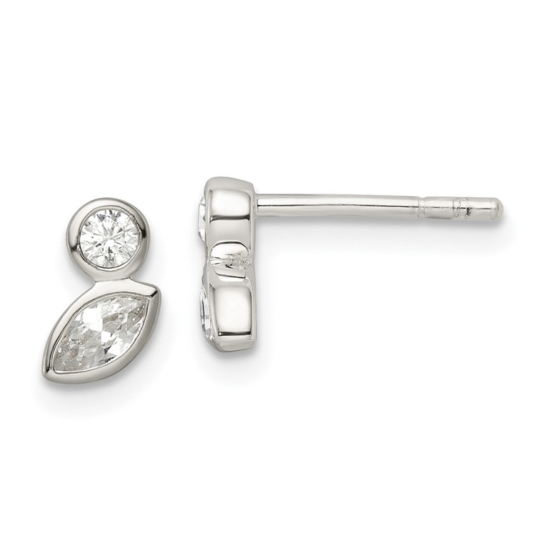 Sterling Silver Polished CZ Post Earrings - QE-091352B2-7779