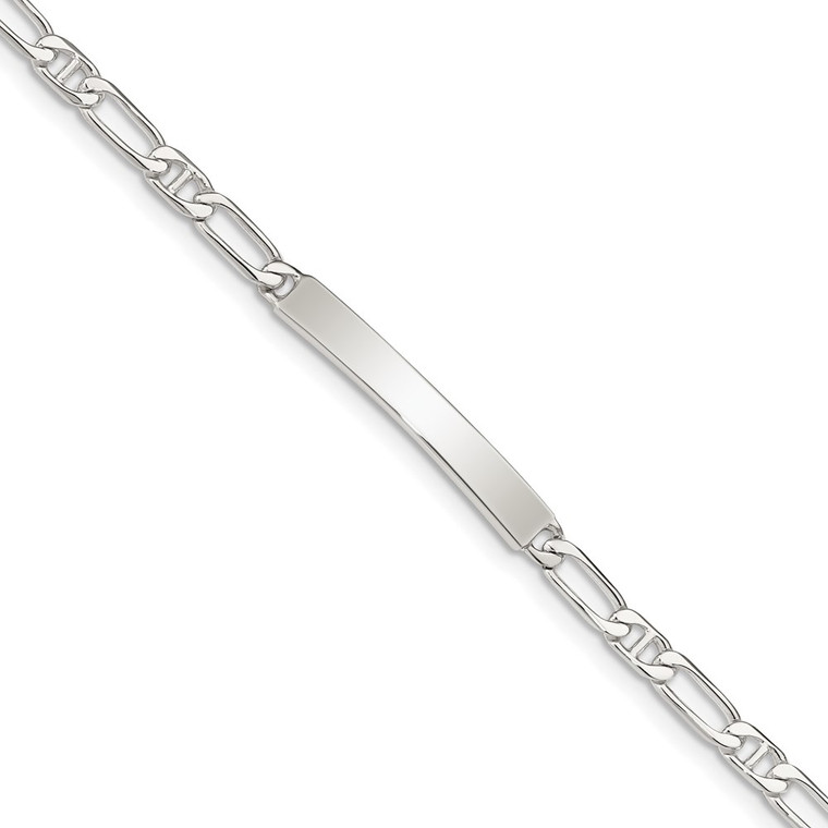 Sterling Silver Polished Engraveable Anchor Link ID Bracelet - QI-51C68B97-1159 Sterling Silver Polished Engraveable Anchor Link ID Bracelet - QI-51C68B97-1159