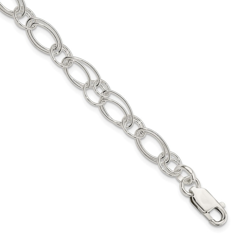 Sterling Silver Polished Oval Link Bracelet - QG-AABDFE0E-5885