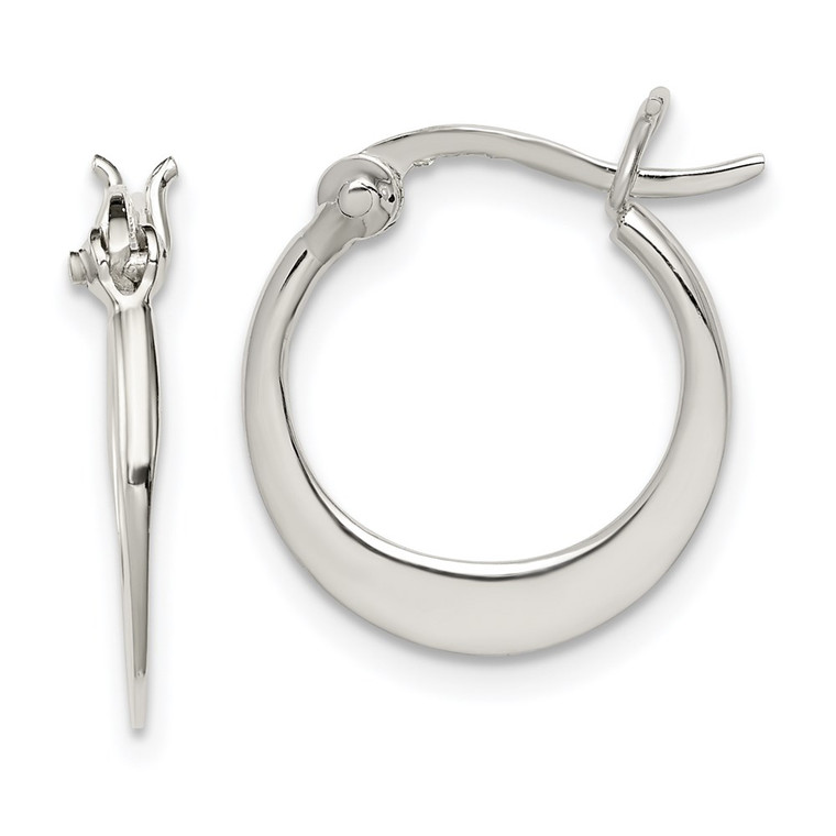 Sterling Silver Polished Tapered Round Hoop Earrings