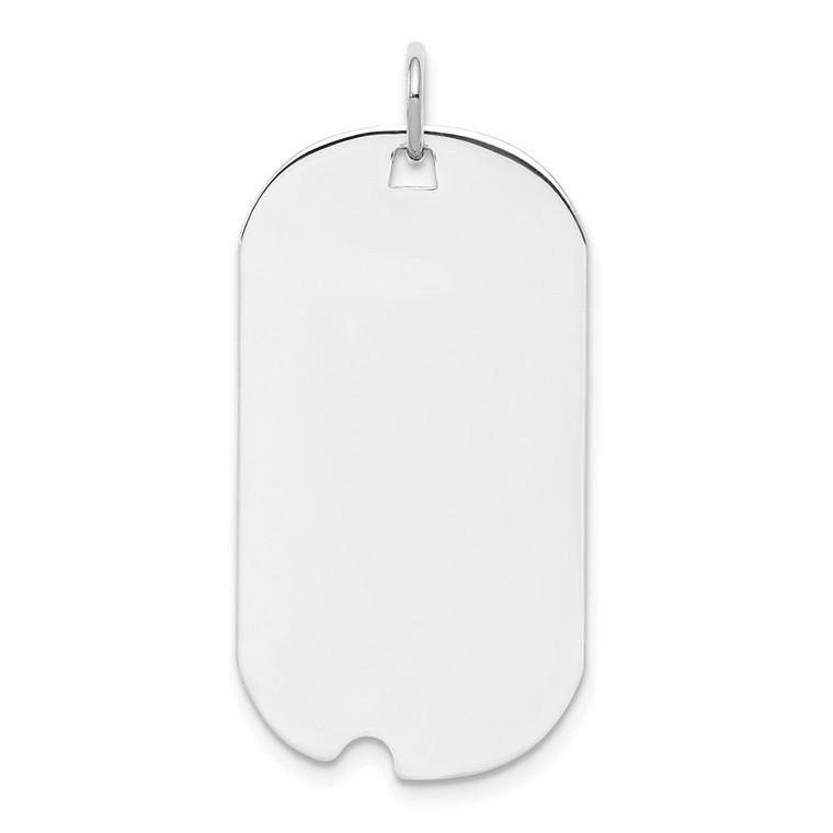 Sterling Silver Rhod.-plate Eng. Dog Tag Polish Front/Satin Back Disc Charm - QM-FD89BE06-8775