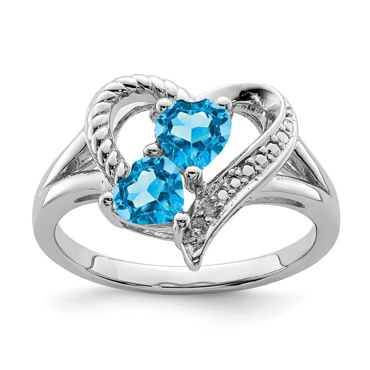 Sterling Silver Rhodium Blue Topaz Diam. Ring - QR-63E5A232-9948