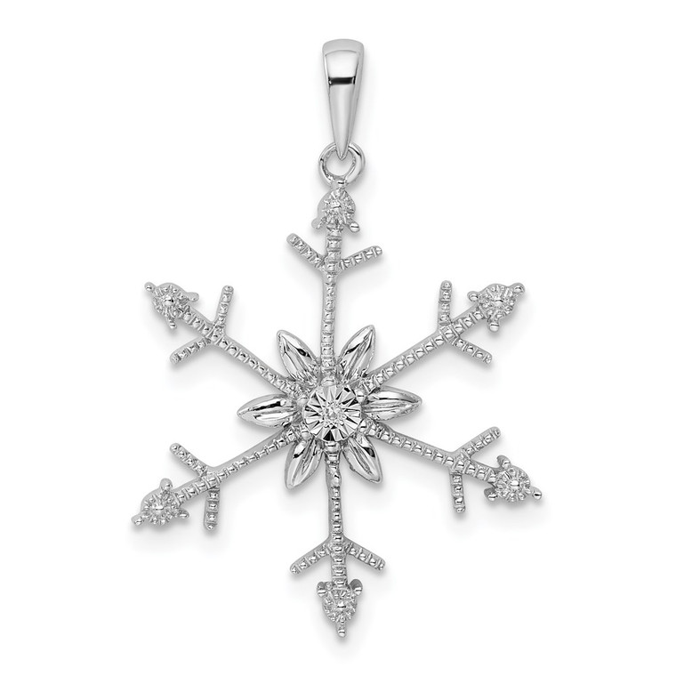 Sterling Silver Rhodium Diam. SnowFlake Pendant