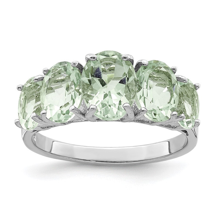 Sterling Silver Rhodium Green Quartz Ring - QD-586EA9C8-4810