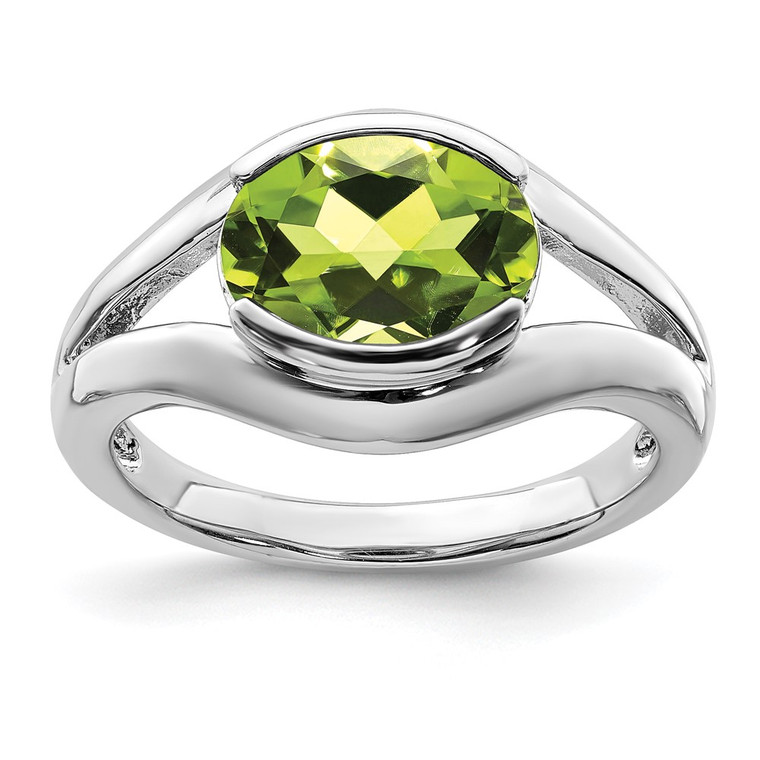 Sterling Silver Rhodium Peridot Ring - QR-166120F6-4214