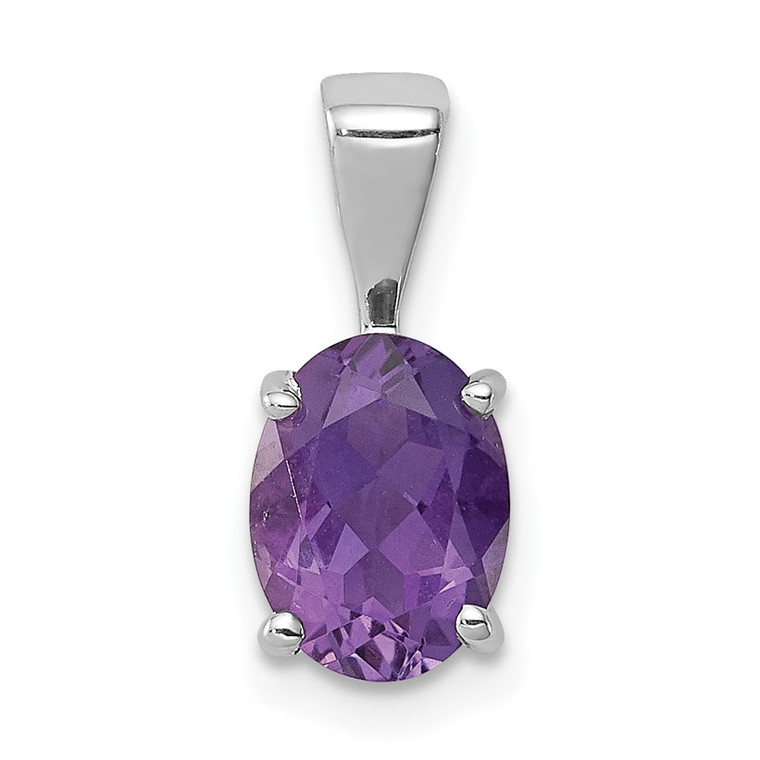 Sterling Silver Rhodium Plated Amethyst Pendant - QD-5D938AC3-5717