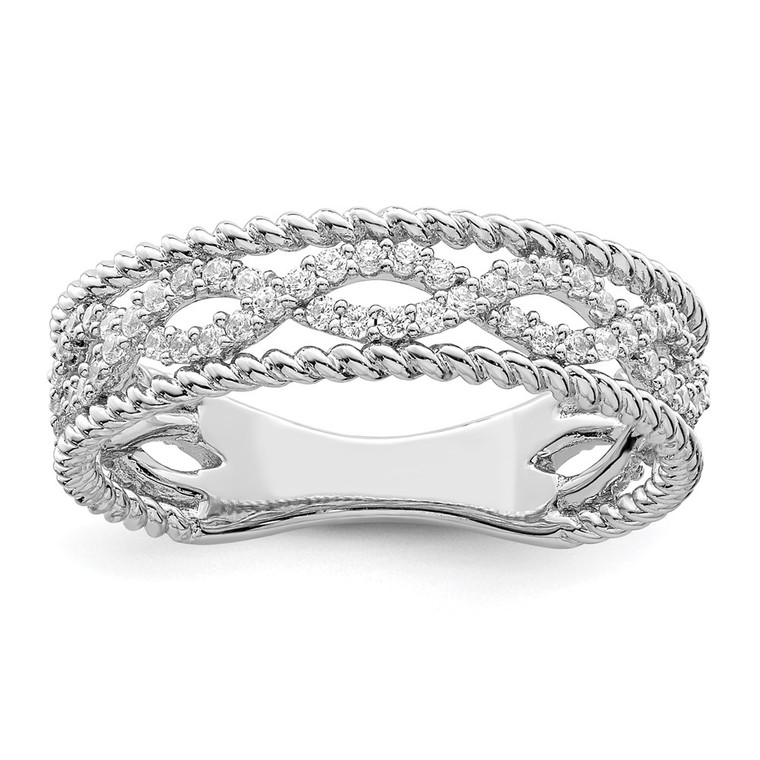 Sterling Silver Rhodium plated CZ Band - QR-DC26A1C6-1591