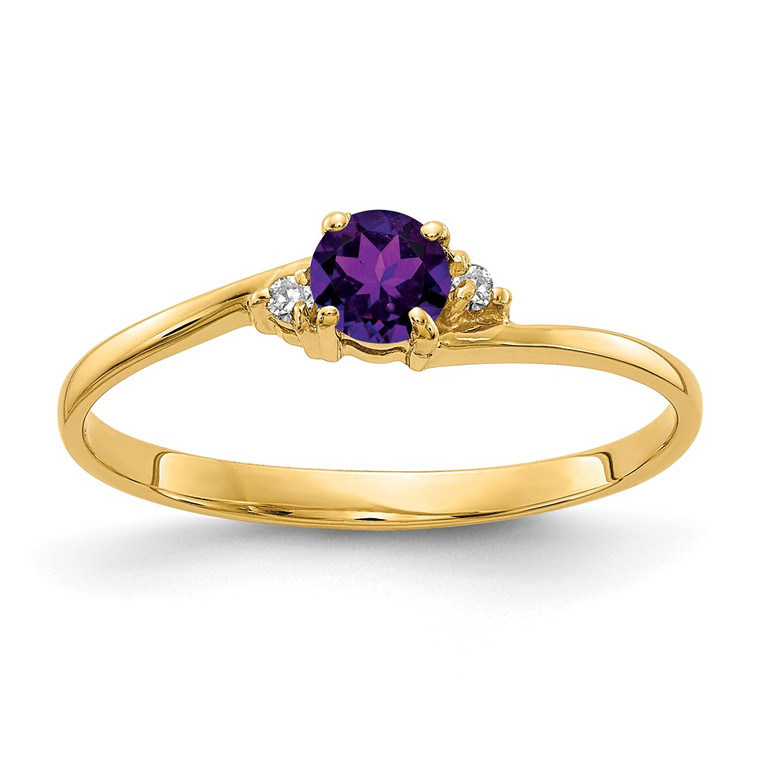 14k 4mm Amethyst AA Diamond ring