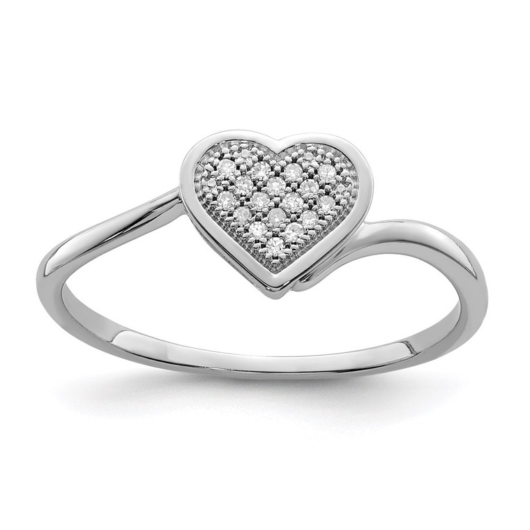 Sterling Silver Rhodium Plated Diamond Heart Ring - QR-D49441F2-1884