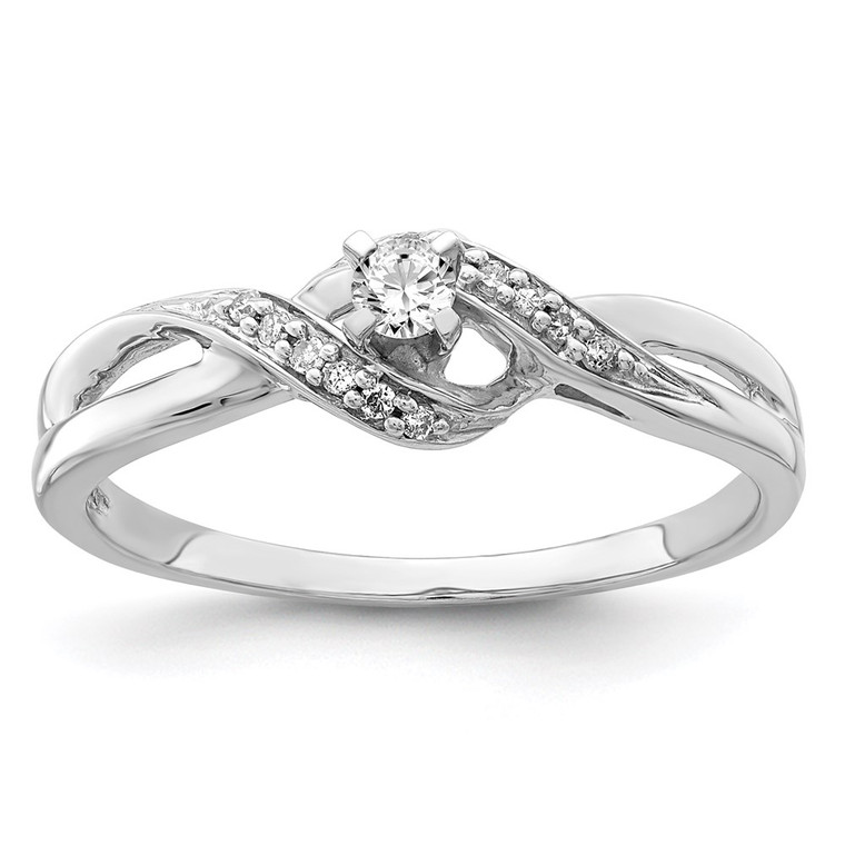 Sterling Silver Rhodium Plated Diamond Promise Ring - QR-EC7A9A06-2333