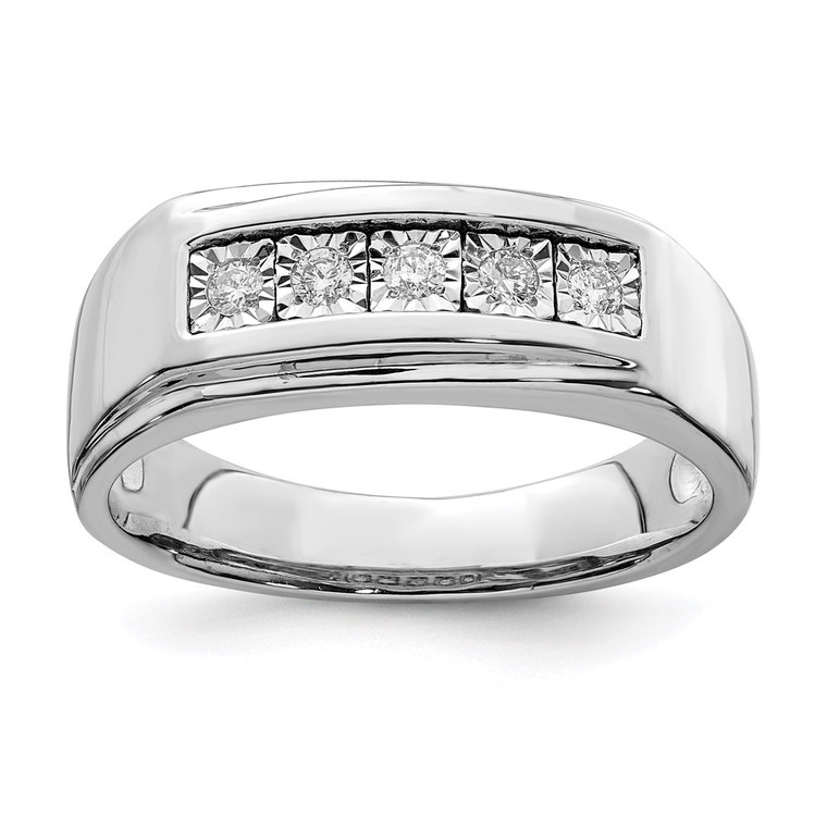 Sterling Silver Rhodium Plated Men's Polished Diam. Ring - QR-550C9CA3-8667