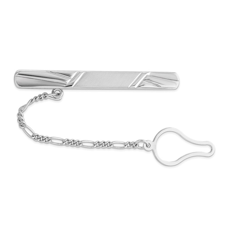 Sterling Silver Rhodium Plated Tie Clip - QQ-1F2EB8D6-7528