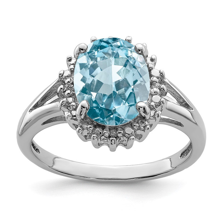 Sterling Silver Rhodium Swiss Blue Topaz & Diamond Ring - QD-8FF42111-3736
