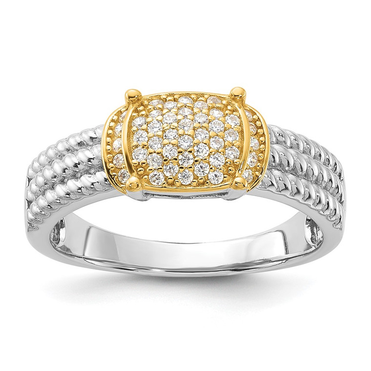 Sterling Silver Rhodium/Gold-tone Pav‚ CZ Ring - QR-4A173138-4439