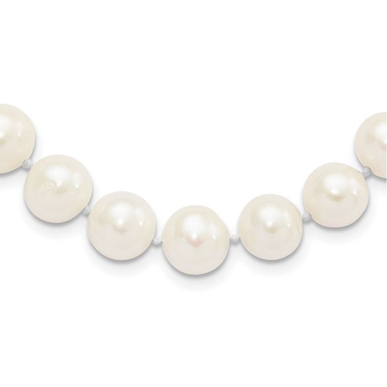 Sterling Silver Rhodium-plated 10-11mm White Near-Round Freshwater Cultured Pearl 24 inch Necklace