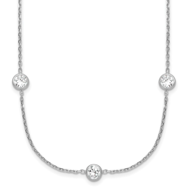Sterling Silver Rhodium-plated 11-Station CZ Polished Necklace